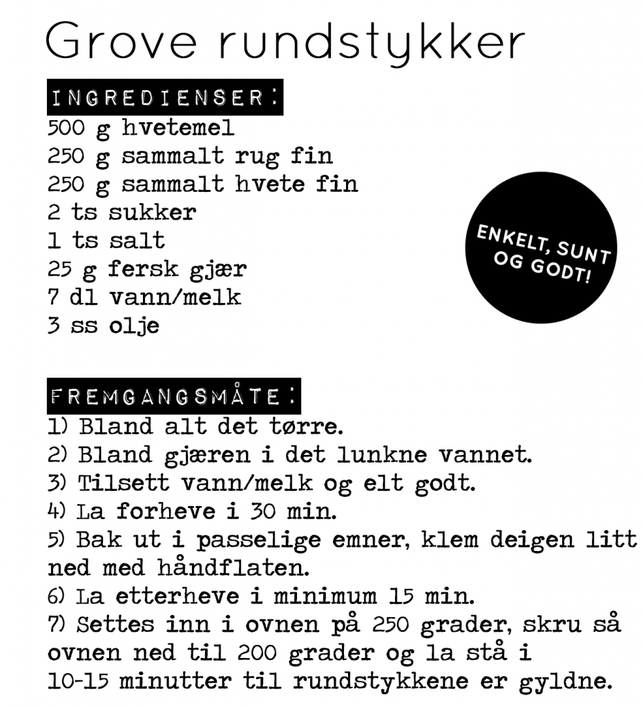 Oppskrift grove rundstykker